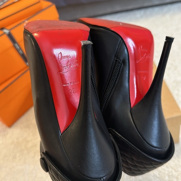 Christian Louboutin Huguette 120 Boots Nappa Brode Sz 37 - Picture 7 of 13